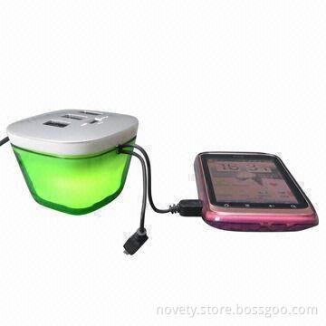 USB Charger for iPhone, with Transparent Case and LED Light